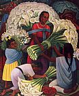 Diego Rivera Canvas Paintings - The Flower Vendor